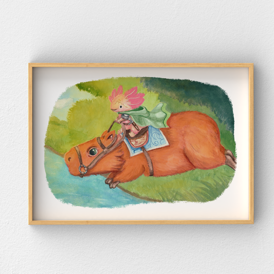 Carpe Diem but like this | Capybara & Axolotl Wall Art Print