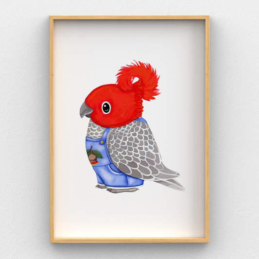 Gang Gang Cockatoo in Overalls Wall Art Print