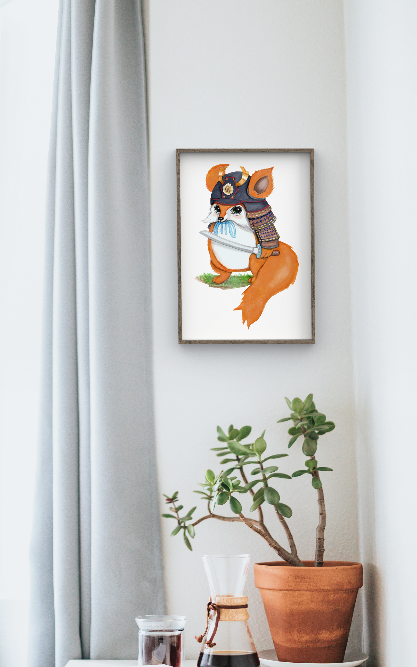 Samurai Fox Japanese Inspired Wall Art Print