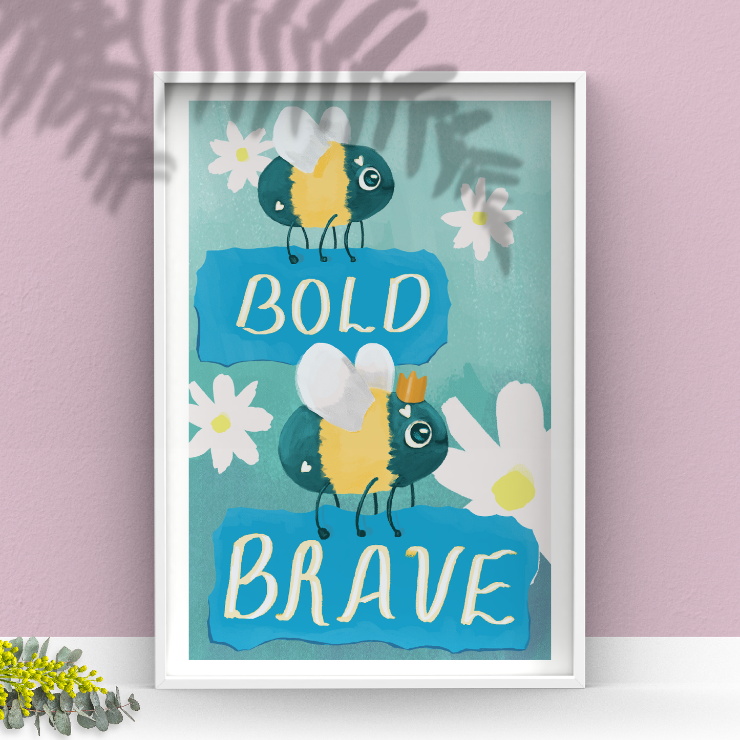 CLEARANCE Bee Bold Bee Brave | Inspirational Wall Art Kids Print