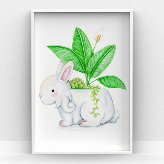 CLEARANCE Bunny Indoor Plant Wall Art Print