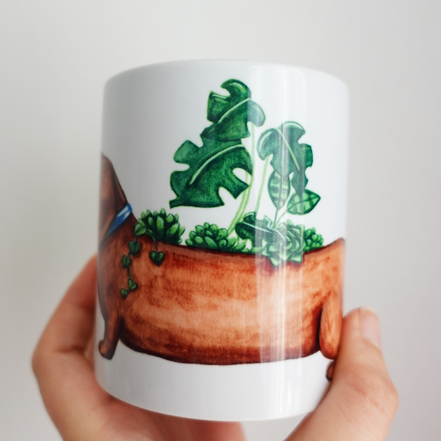 Watercolour Sausage Dog Dachshund Planter Mug