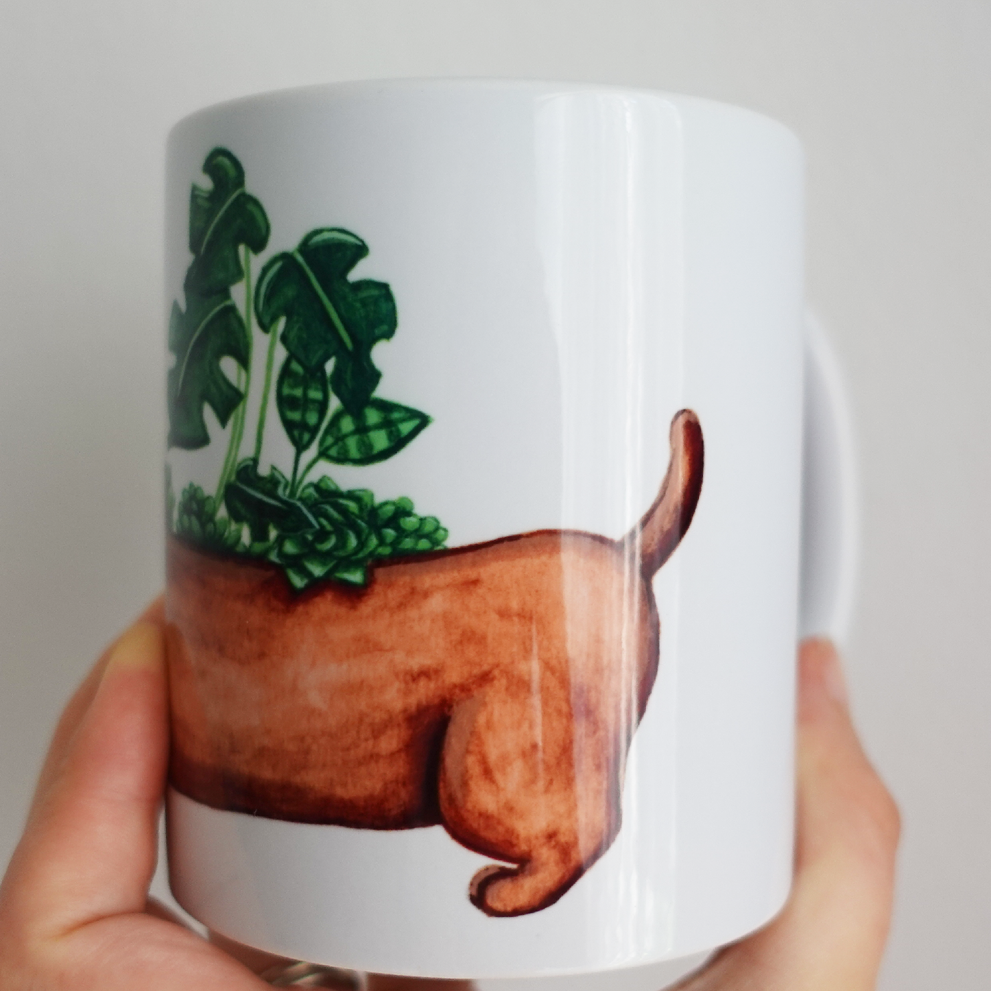 Watercolour Sausage Dog Dachshund Planter Mug